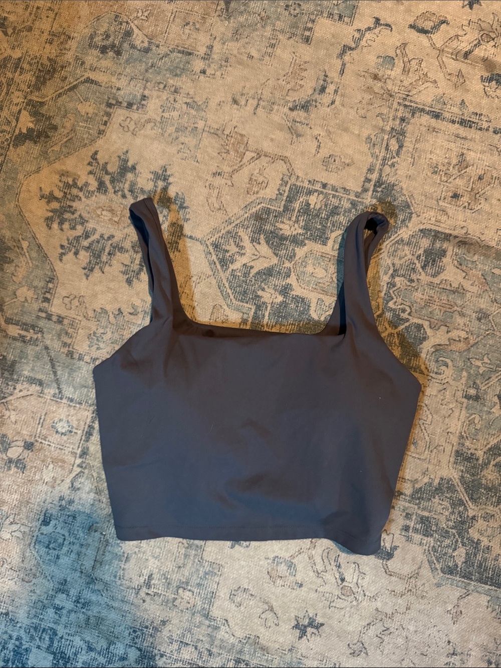 Classic Square-Neck Crop Tank Top - Charcoal